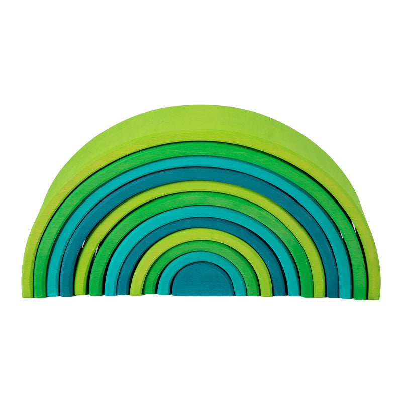 12-Piece Stained Large Basswood Rainbow Stacking Blocks – Meadow Green