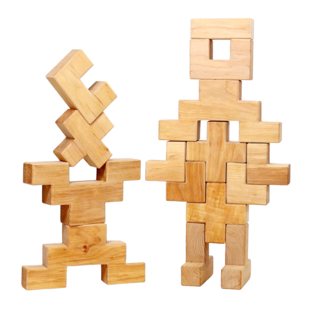 19 Pcs Wooden Stairway Building Blocks Set