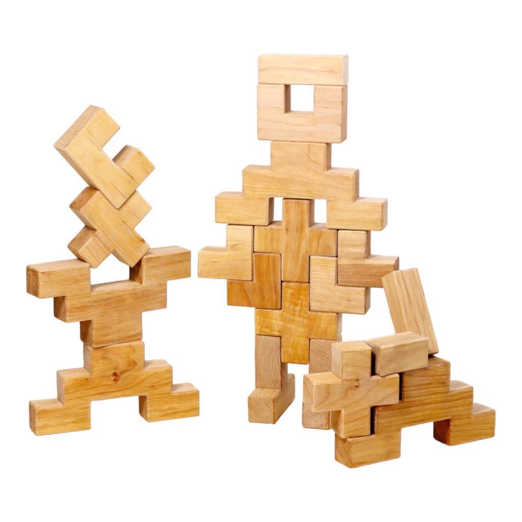 19 Pcs Wooden Stairway Building Blocks Set