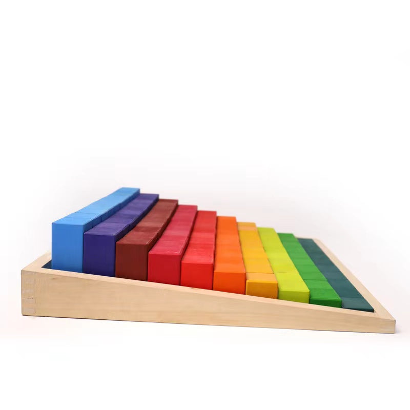 100 Pcs STAINED Large Stepped Counting Wooden Stacking Blocks