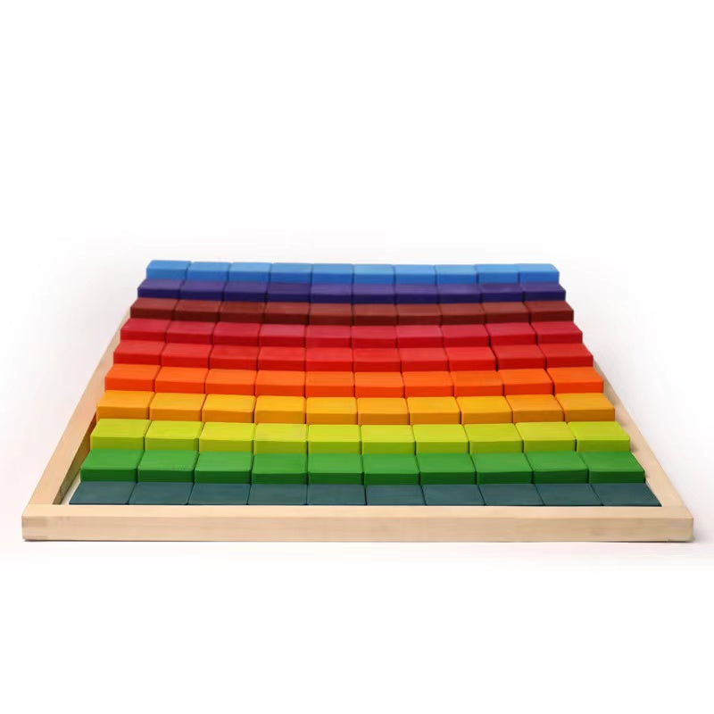 100 Pcs STAINED Large Stepped Counting Wooden Stacking Blocks