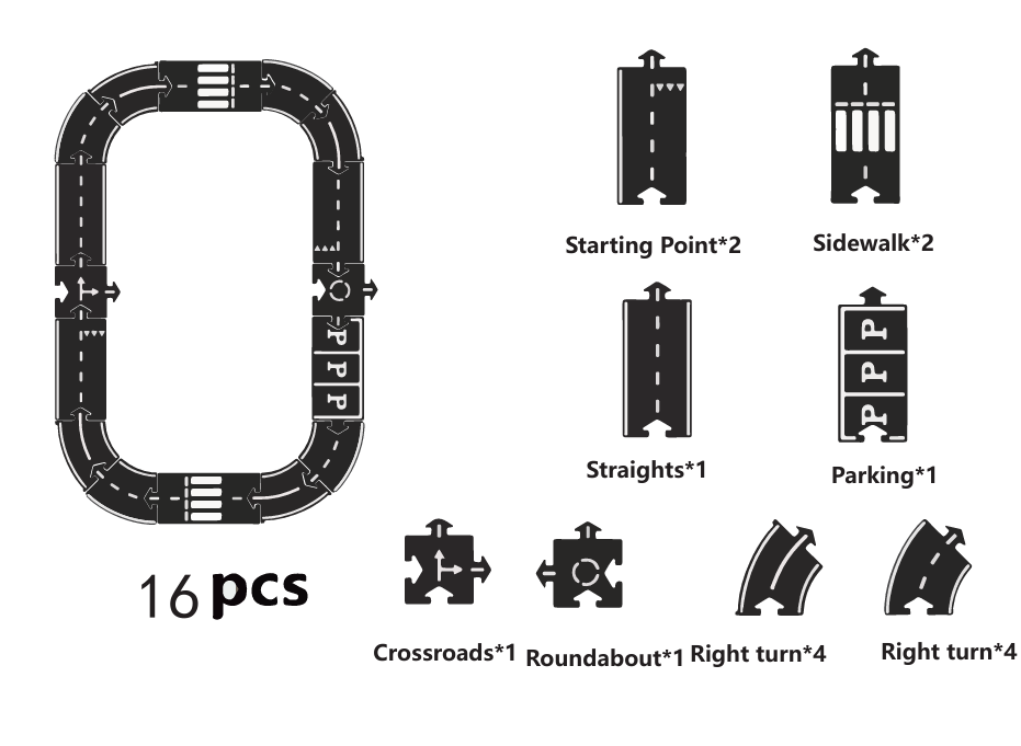Flexible Rubber Roads Play Set – Open-Ended City & Car Track Play