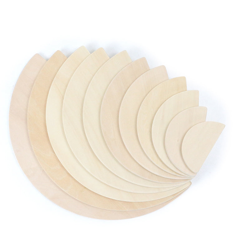11-Piece Large Wooden Rainbow Stacking Semi-Circle Building Board Set – Natural Colors