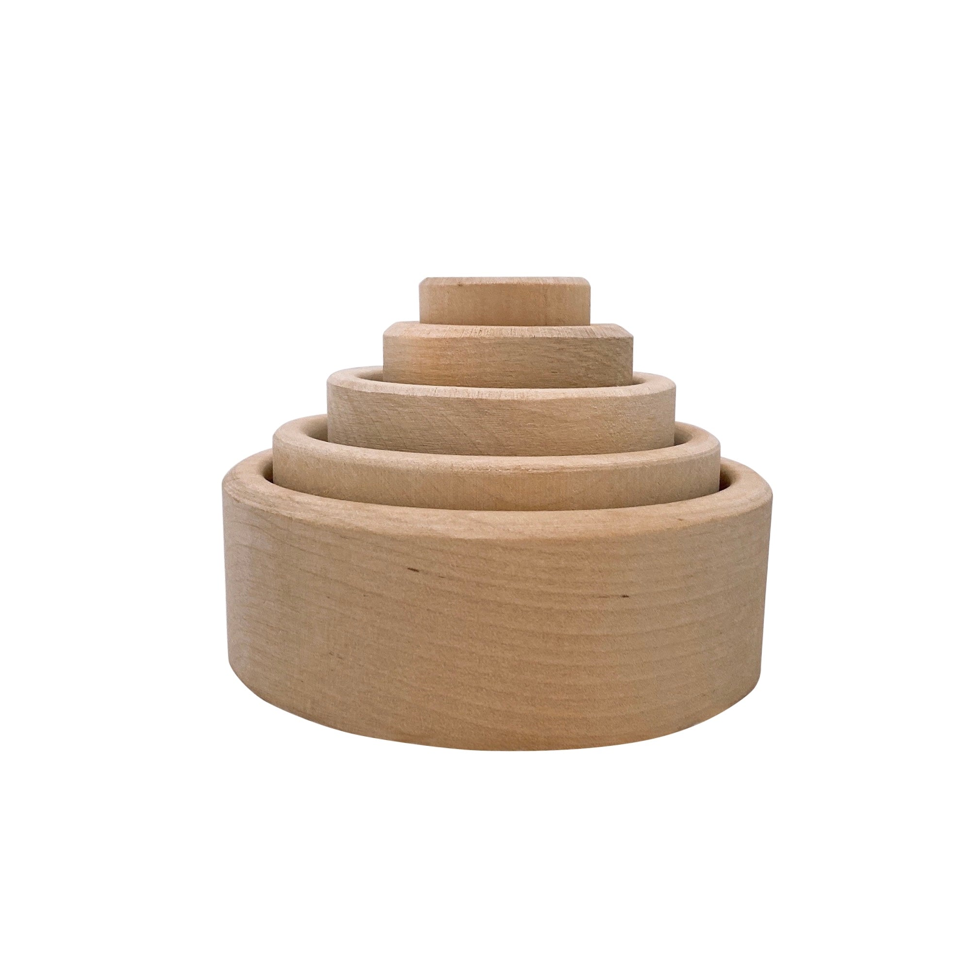 5 Pcs Natural Wooden Stacking & Nesting Cup Bowl Set