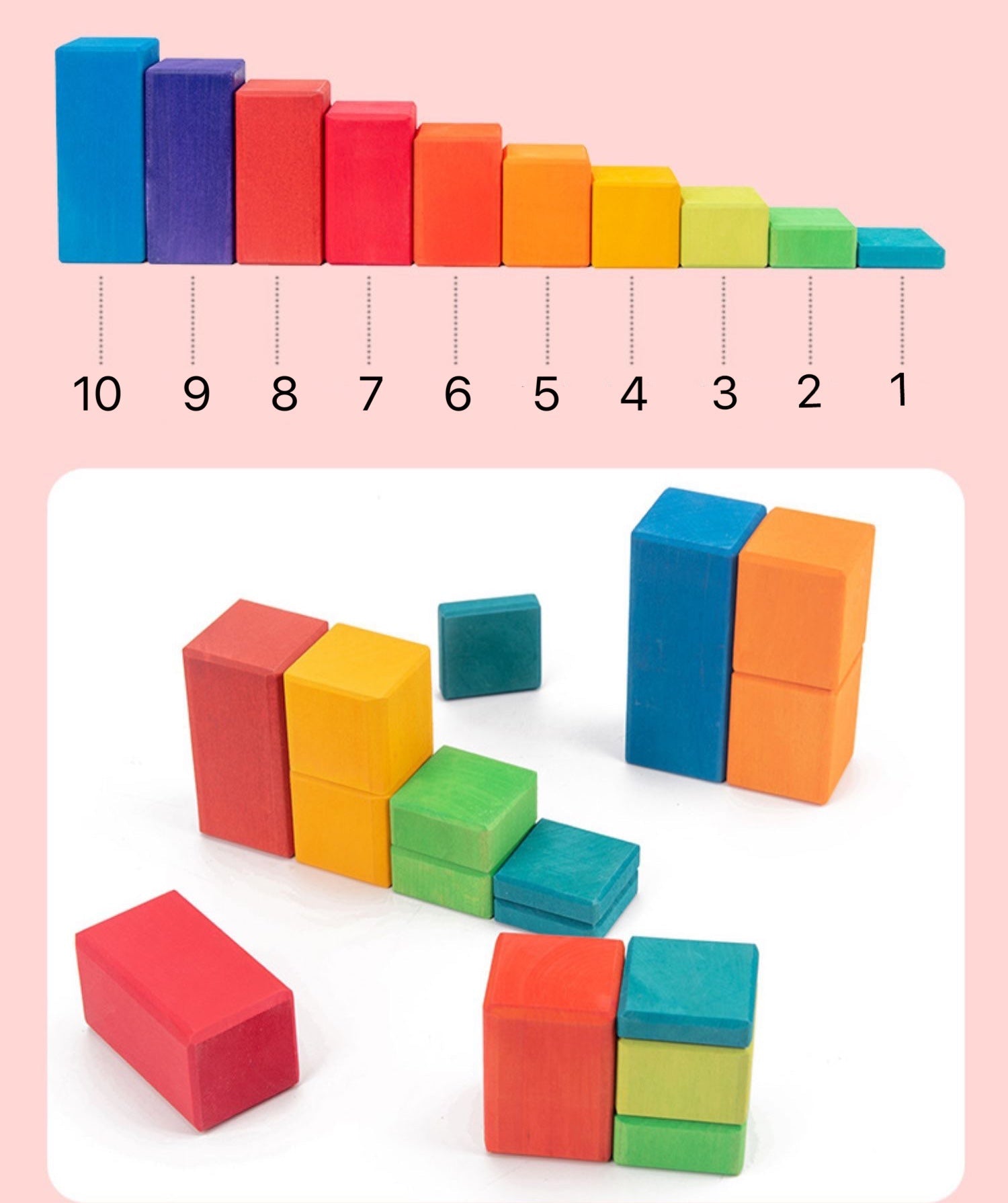 100 Pcs STAINED Large Stepped Counting Wooden Stacking Blocks
