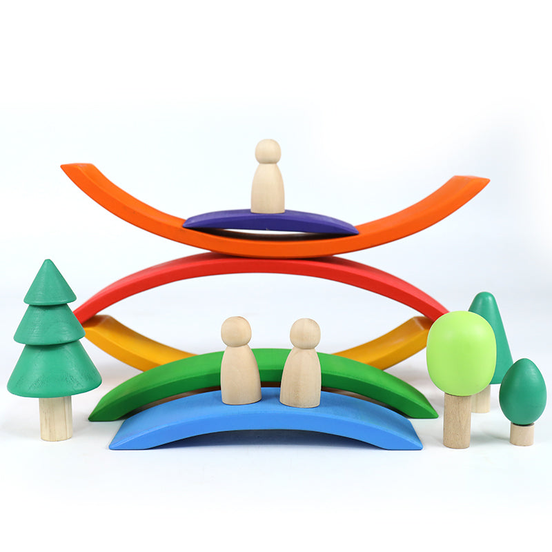 6 Pcs Wooden Rainbow Bridge Stacking Building Blocks