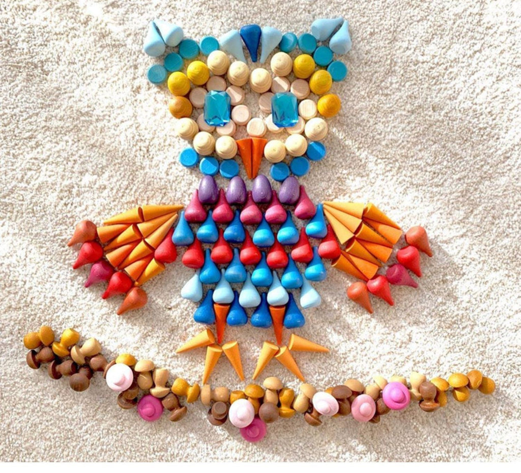 324 Pcs Mandala Loose Parts with Wooden Tray — Open-Ended Play Set