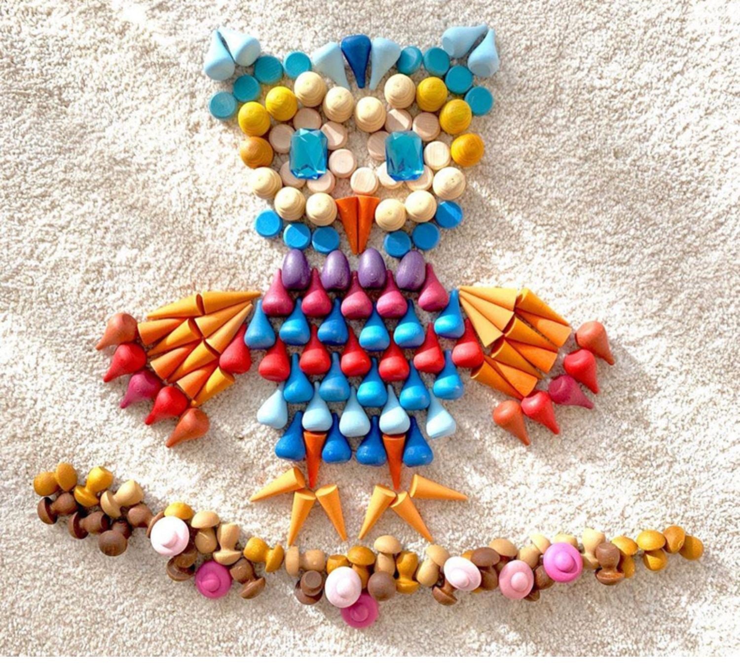 324 Pcs Mandala Loose Parts with Wooden Tray — Open-Ended Play Set