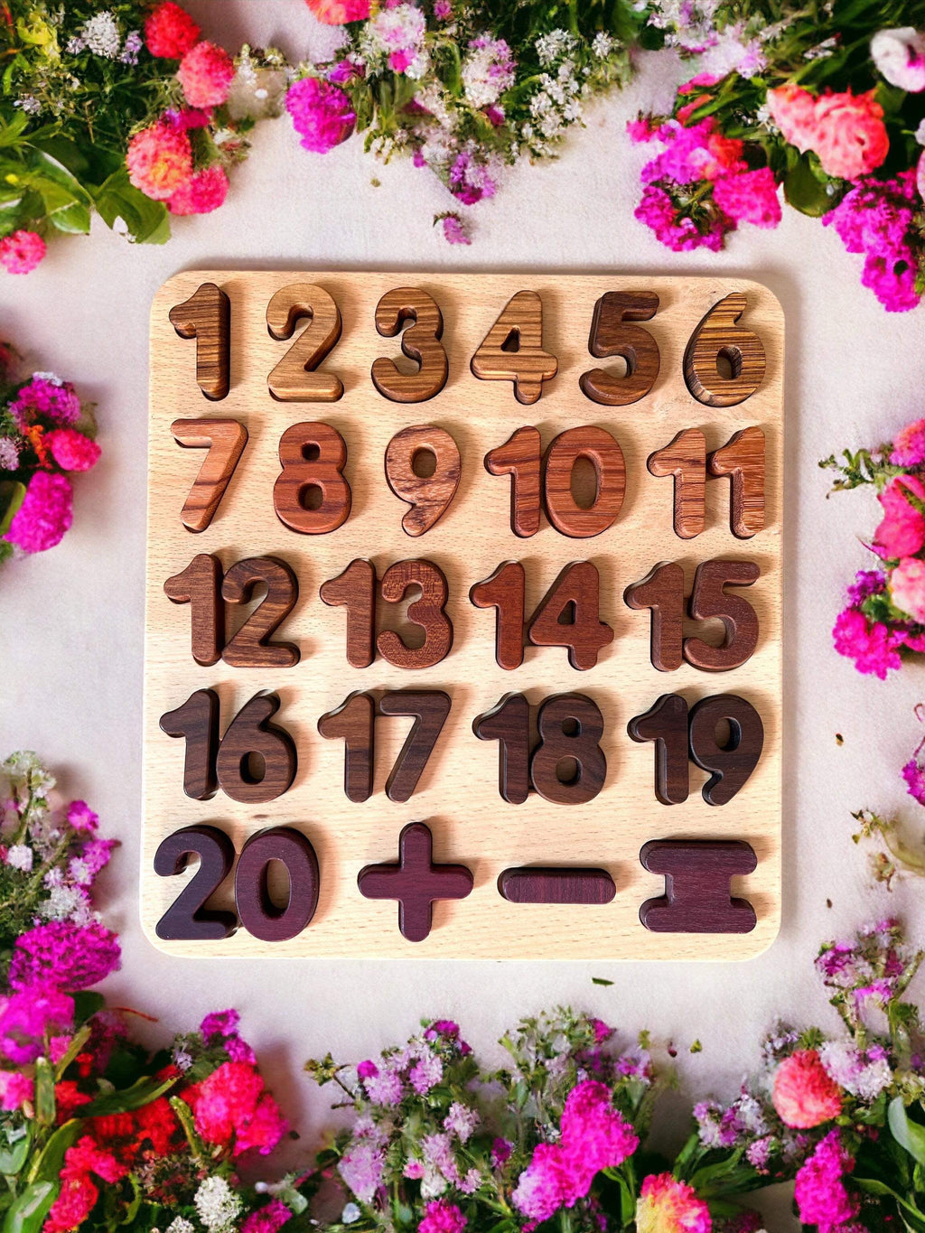 Natural Wooden Alphabet & Numbers Puzzle – Uppercase, Lowercase & Math Options