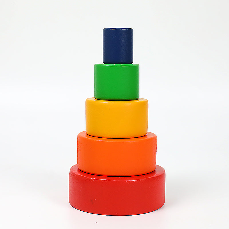 5 Pcs Wooden Stacking & Nesting Cup Bowl Set – Primary Rainbow