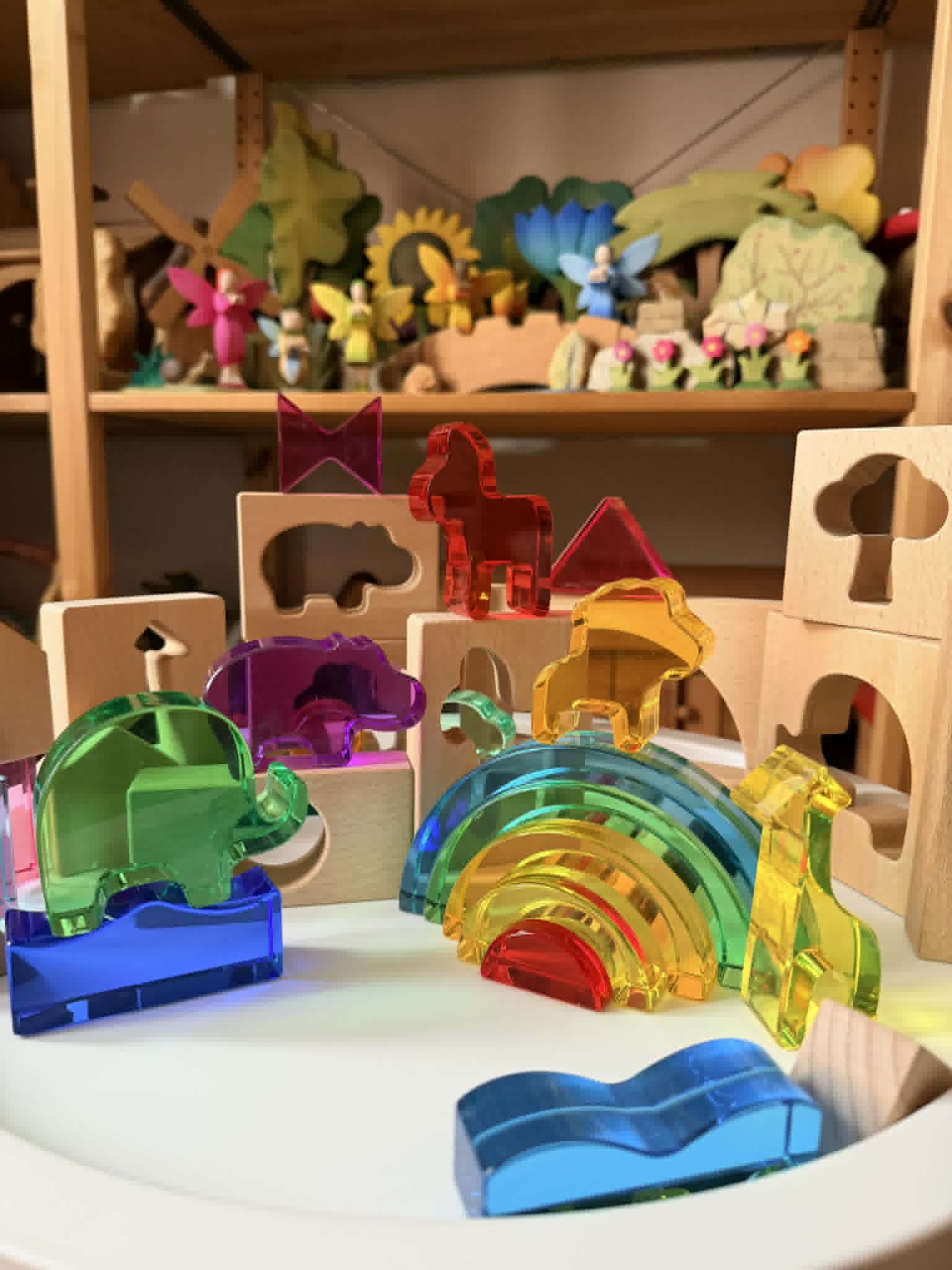 Green Elephant Original Design – Wild Rainbow Safari Blocks Exclusive Limited Edition Wooden & Acrylic Play Set