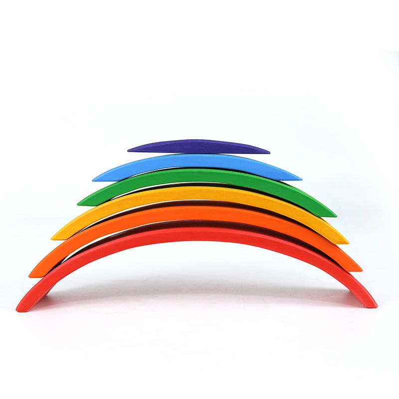 6 Pcs Wooden Rainbow Bridge Stacking Building Blocks