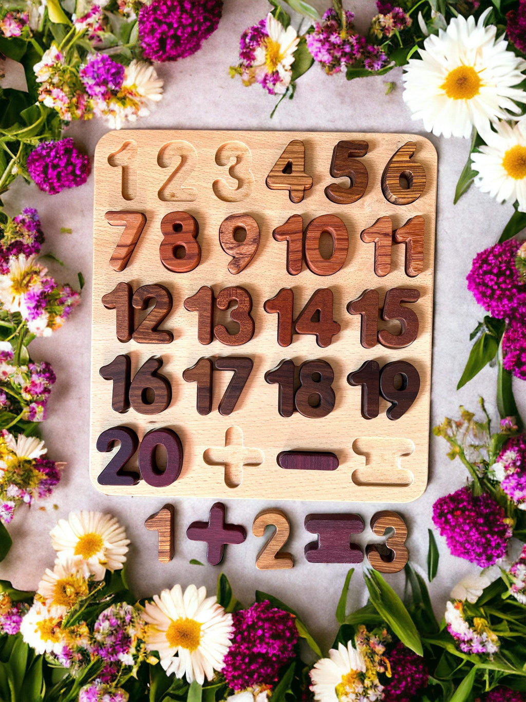 Natural Wooden Alphabet & Numbers Puzzle – Uppercase, Lowercase & Math Options