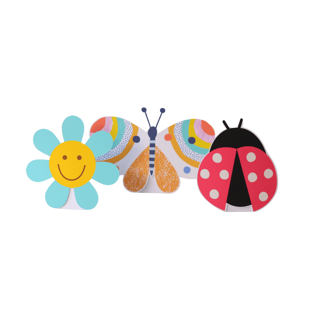 Colorful Flowers Table Totems – Set of 3 Decorative Stands - Waydiy