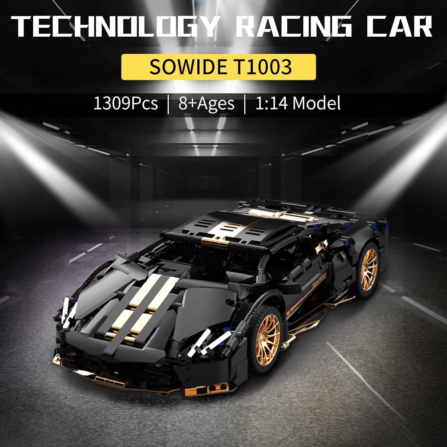 Black Gold Sports Car Building Blocks