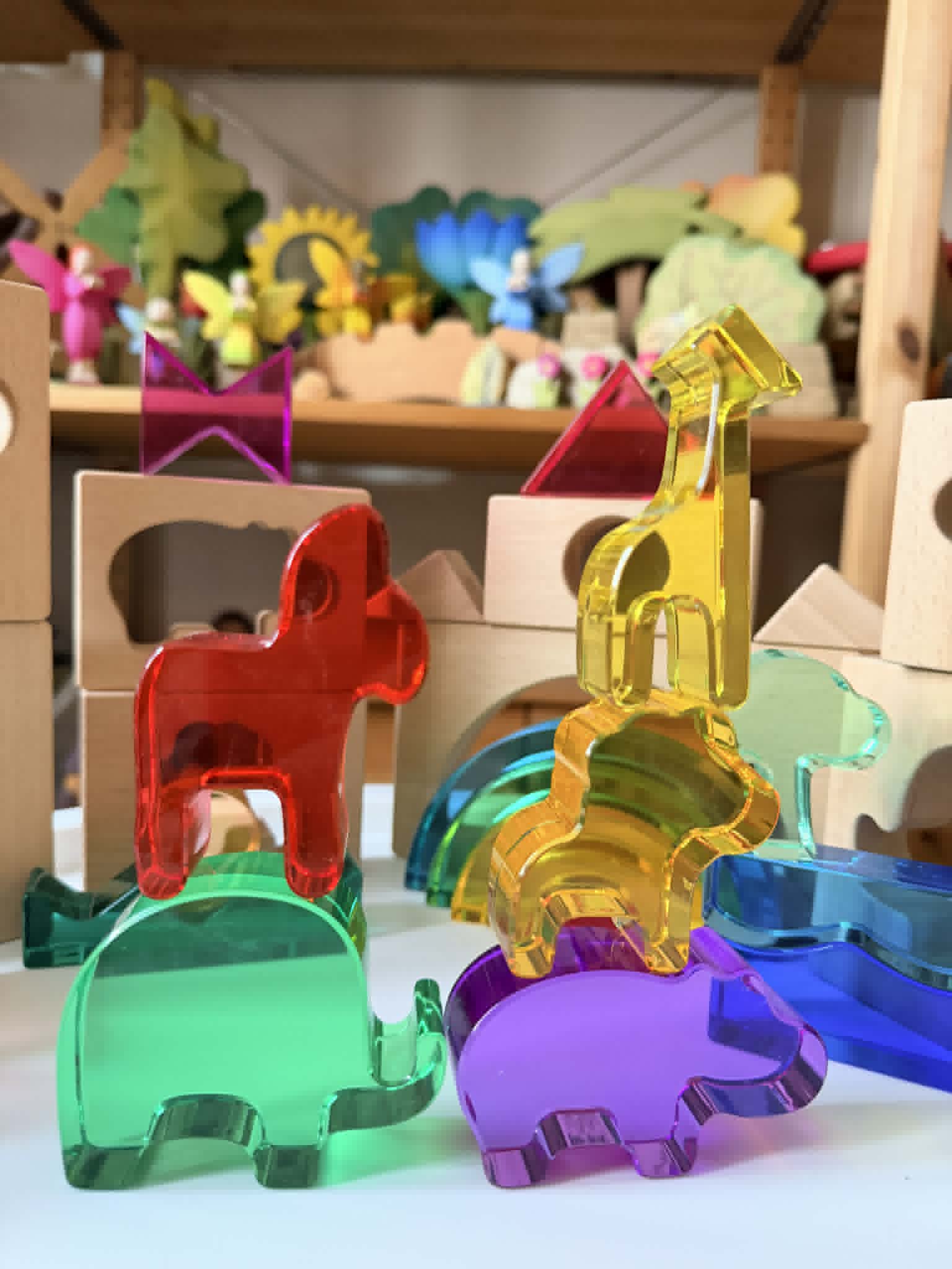 Green Elephant Original Design – Wild Rainbow Safari Blocks Exclusive Limited Edition Wooden & Acrylic Play Set