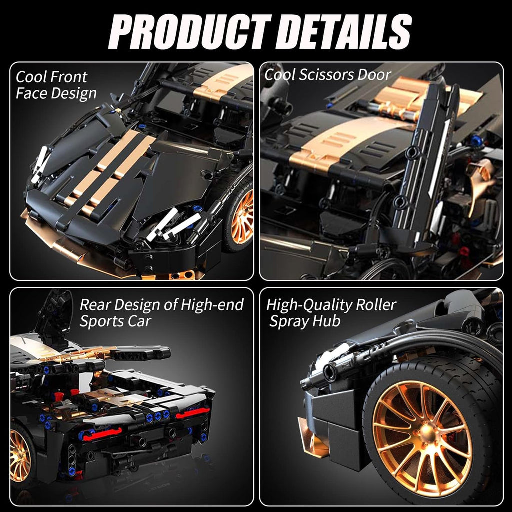 Black Gold Sports Car Building Blocks