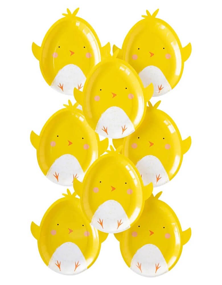 Easter Chick Shaped Plates – 9" x 10" Paper Party Set of 8 - Waydiy