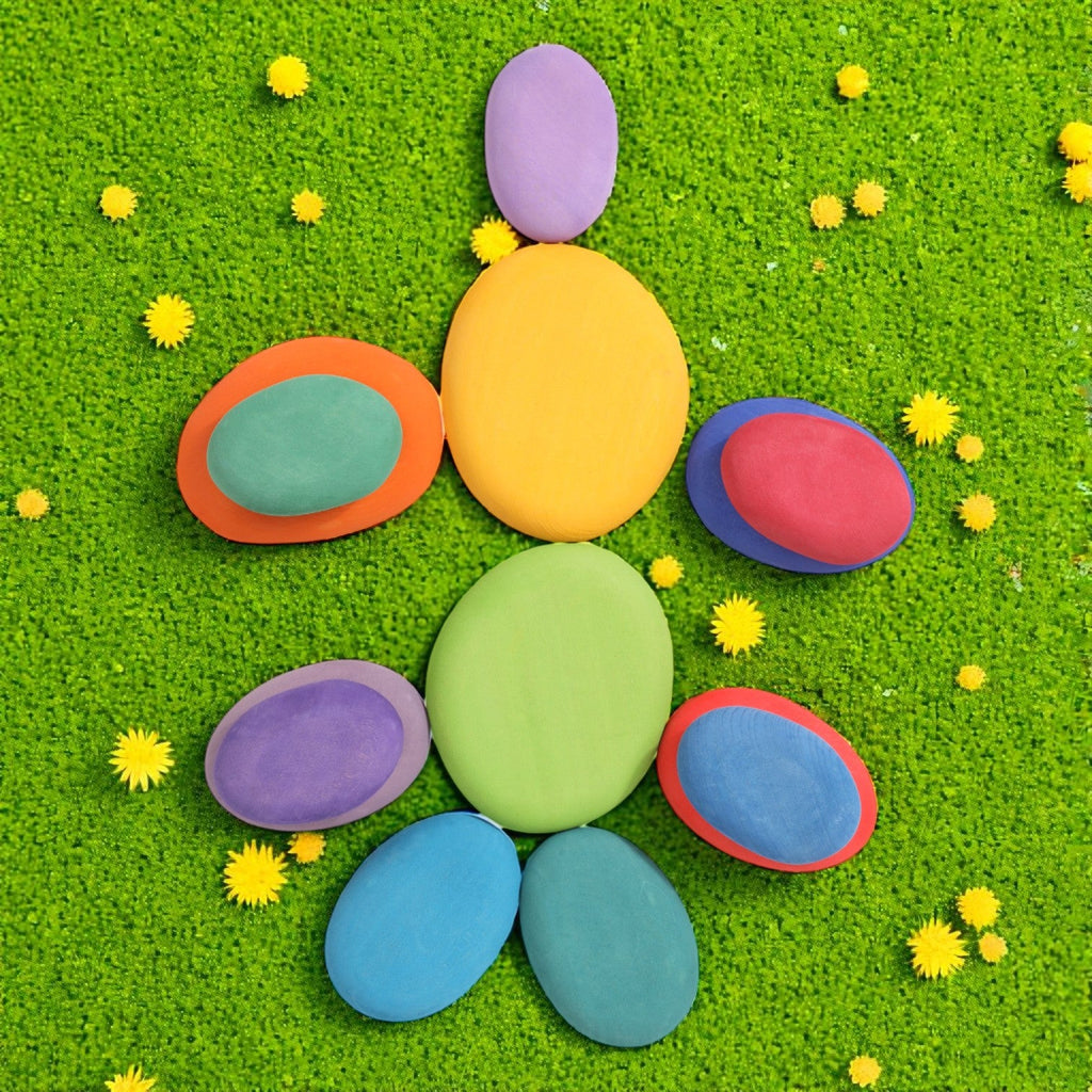 20-Piece Stained Wooden Stacking Pebbles Set
