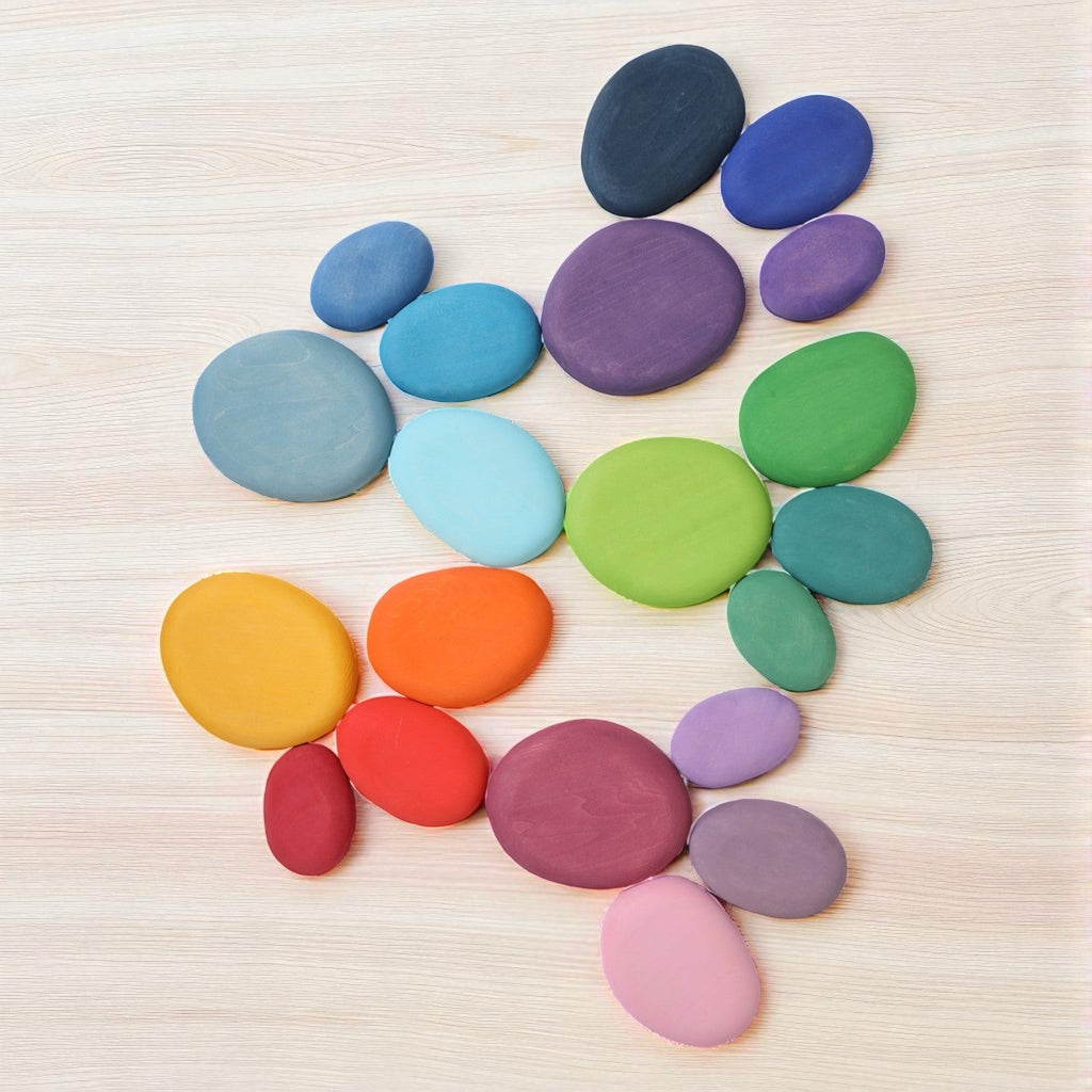 20-Piece Stained Wooden Stacking Pebbles Set