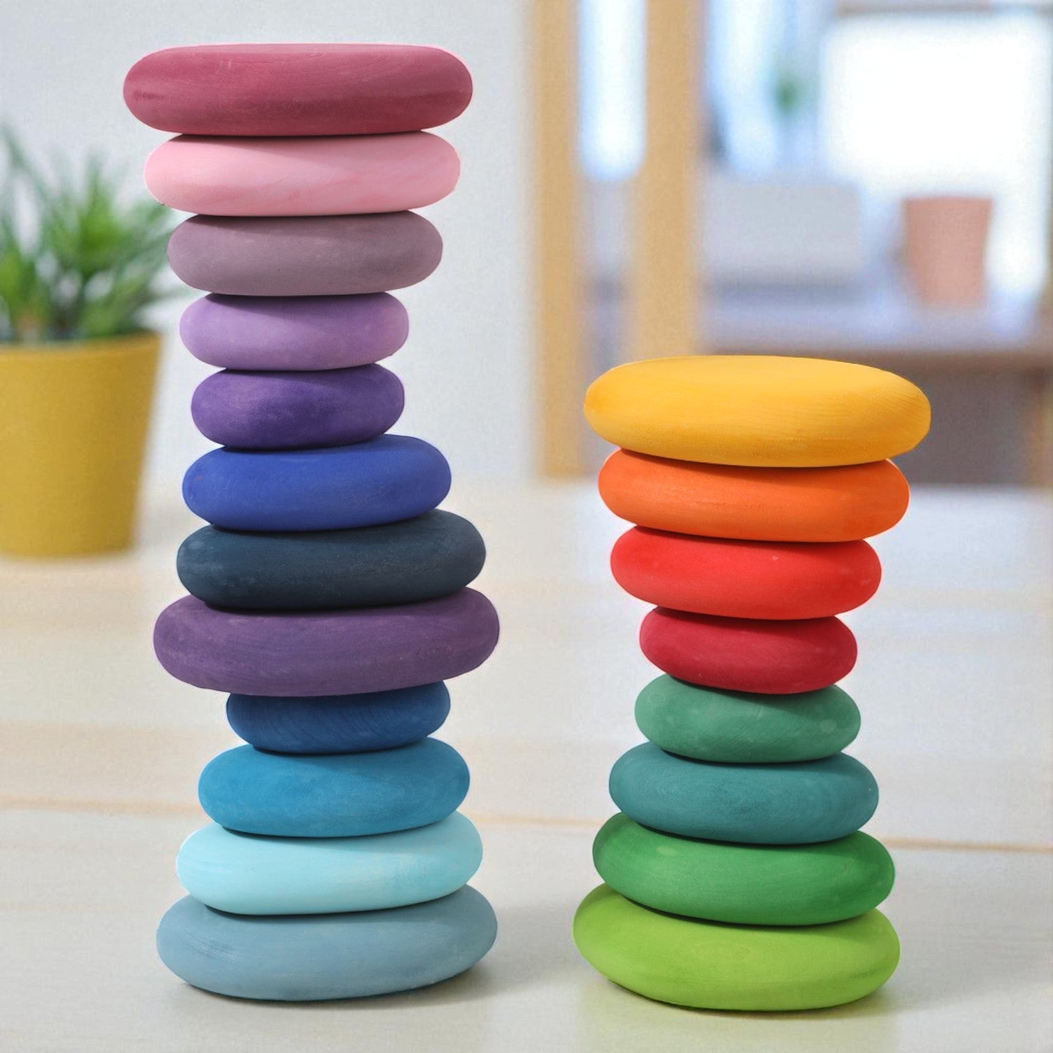 20-Piece Stained Wooden Stacking Pebbles Set