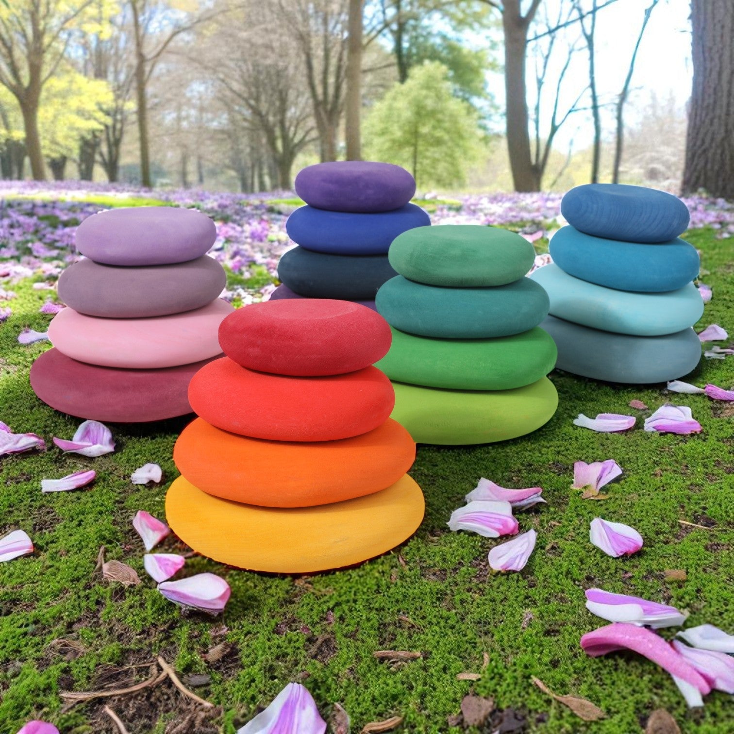 20-Piece Stained Wooden Stacking Pebbles Set