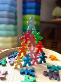 26 Pcs Rainbow Stained Wooden Little Balancing People Stacking Set