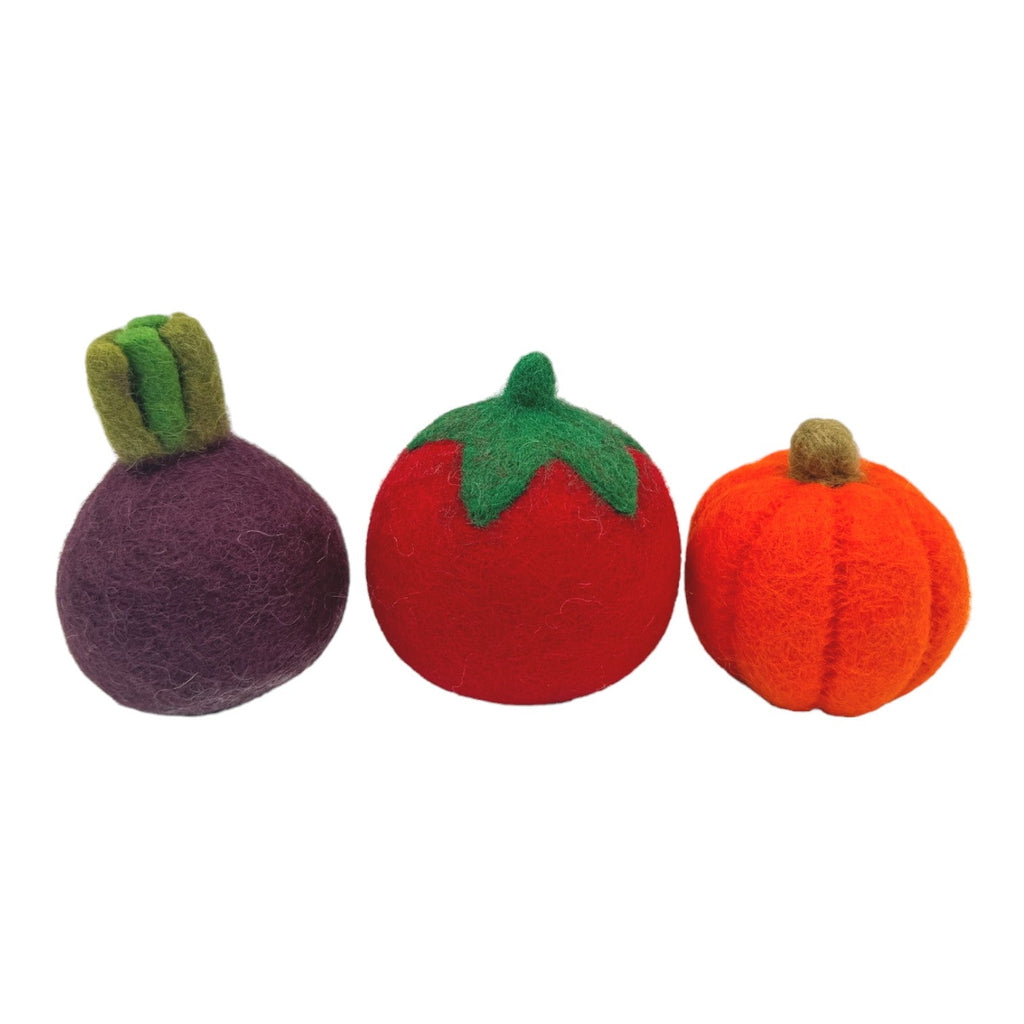 Handmade in Nepal 100% Wool Felt Foods Play Set for Pretend Cooking and Farmer's Market Play