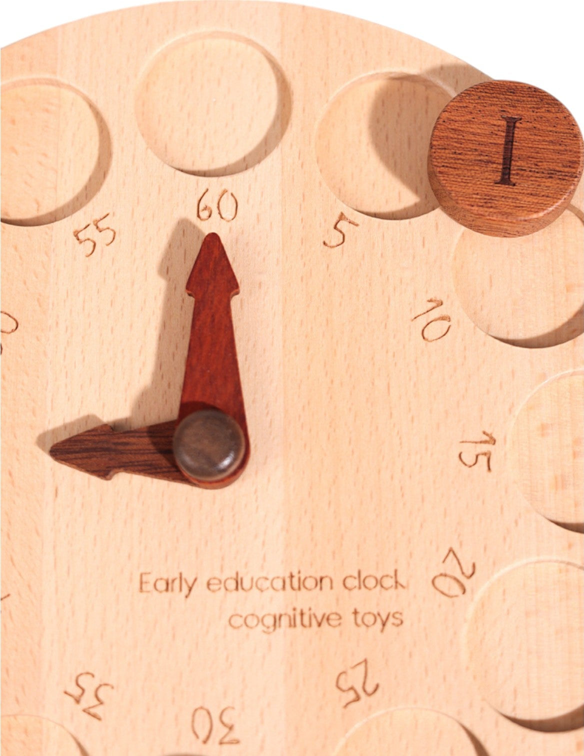 Wooden Cognitive Learning Clock – Dual-Sided Time Recognition Toy with Roman and Arabic Numerals