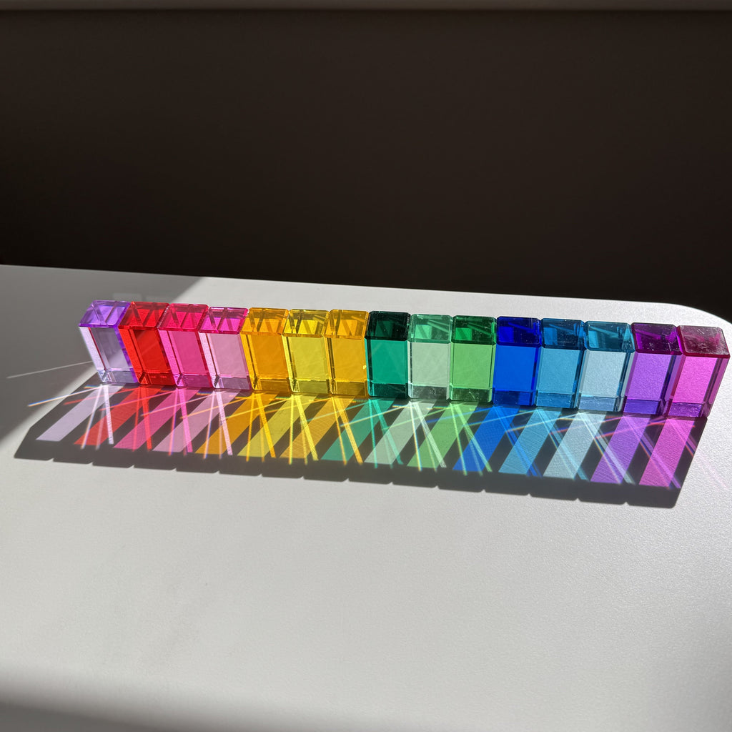 45 Pcs High Transparency 15 Color Crystal Clear Acrylic Cubes and Rectangular Prisms Set
