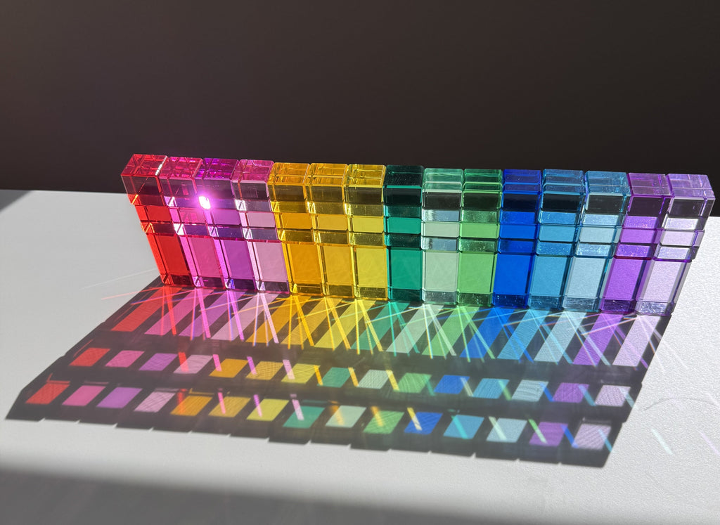 45 Pcs High Transparency 15 Color Crystal Clear Acrylic Cubes and Rectangular Prisms Set