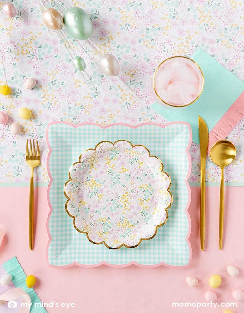 Ditsy Floral Round Scallop Plates – 7" Paper Party Set of 8 - Waydiy