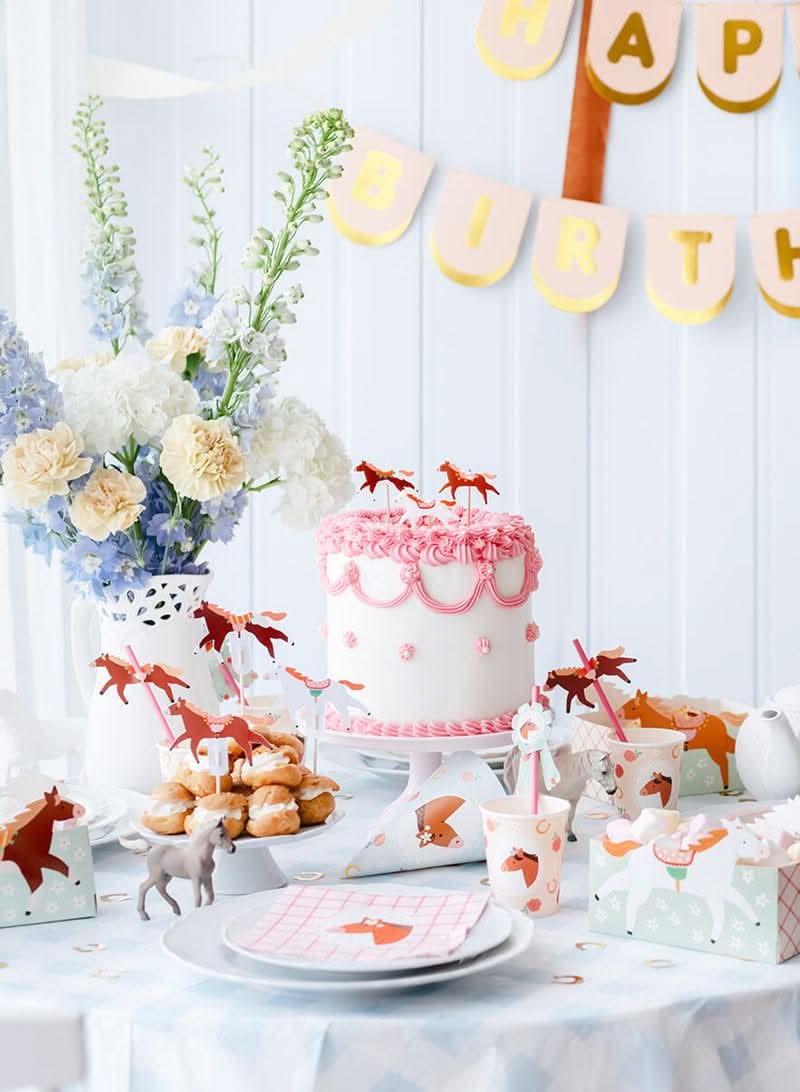 Floral Pony Side Plates – 7" Paper Plates (Set of 6) - Waydiy