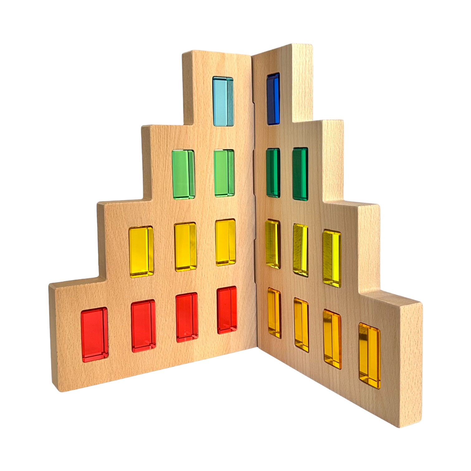 2-Piece Wooden Skyline Window Building Set – City Silhouette Blocks (Set Only)