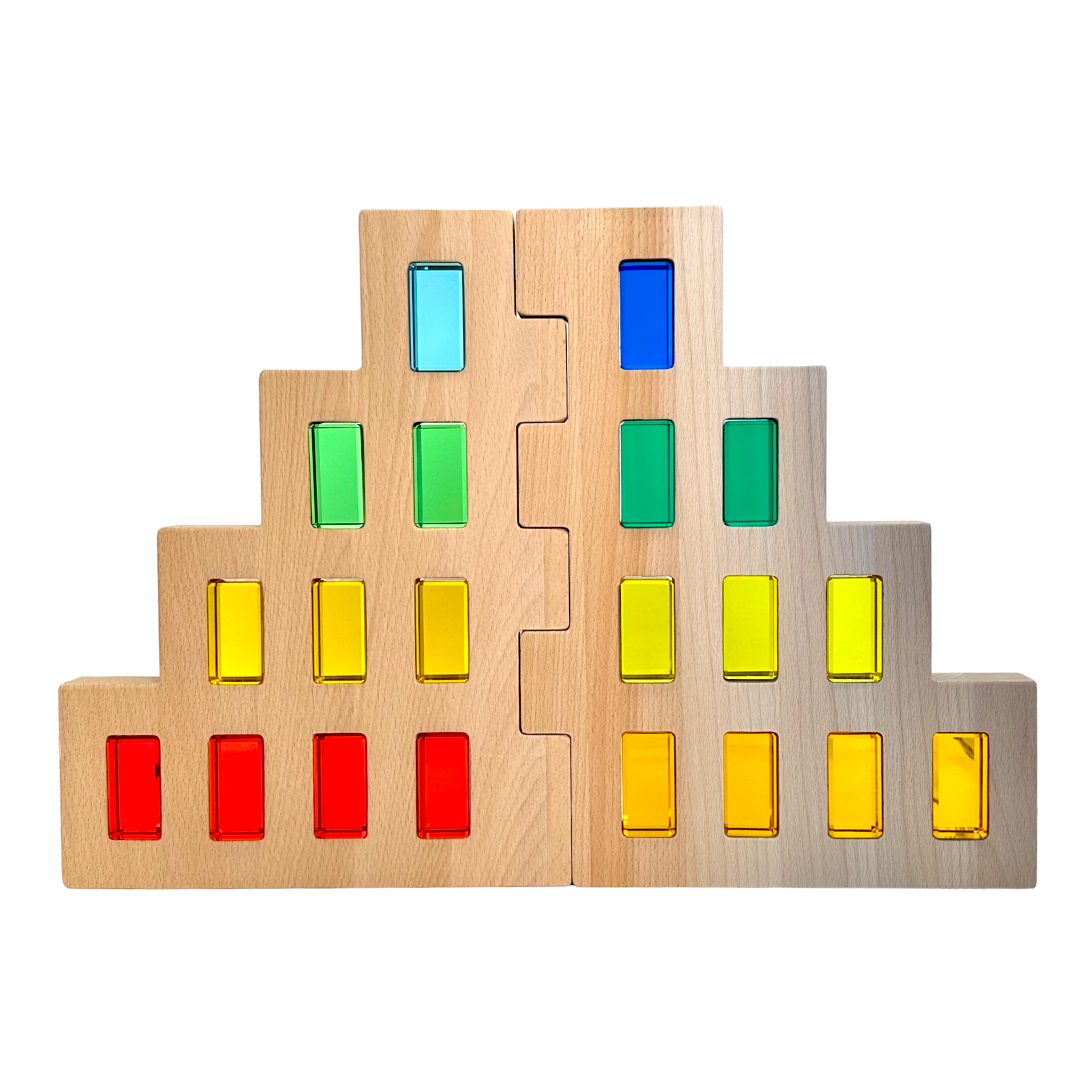 2-Piece Wooden Skyline Window Building Set – City Silhouette Blocks (Set Only)