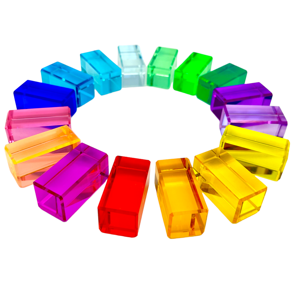 64-Piece Rainbow Crystal Stones & Interlocking Slats Building Set with Storage Tray
