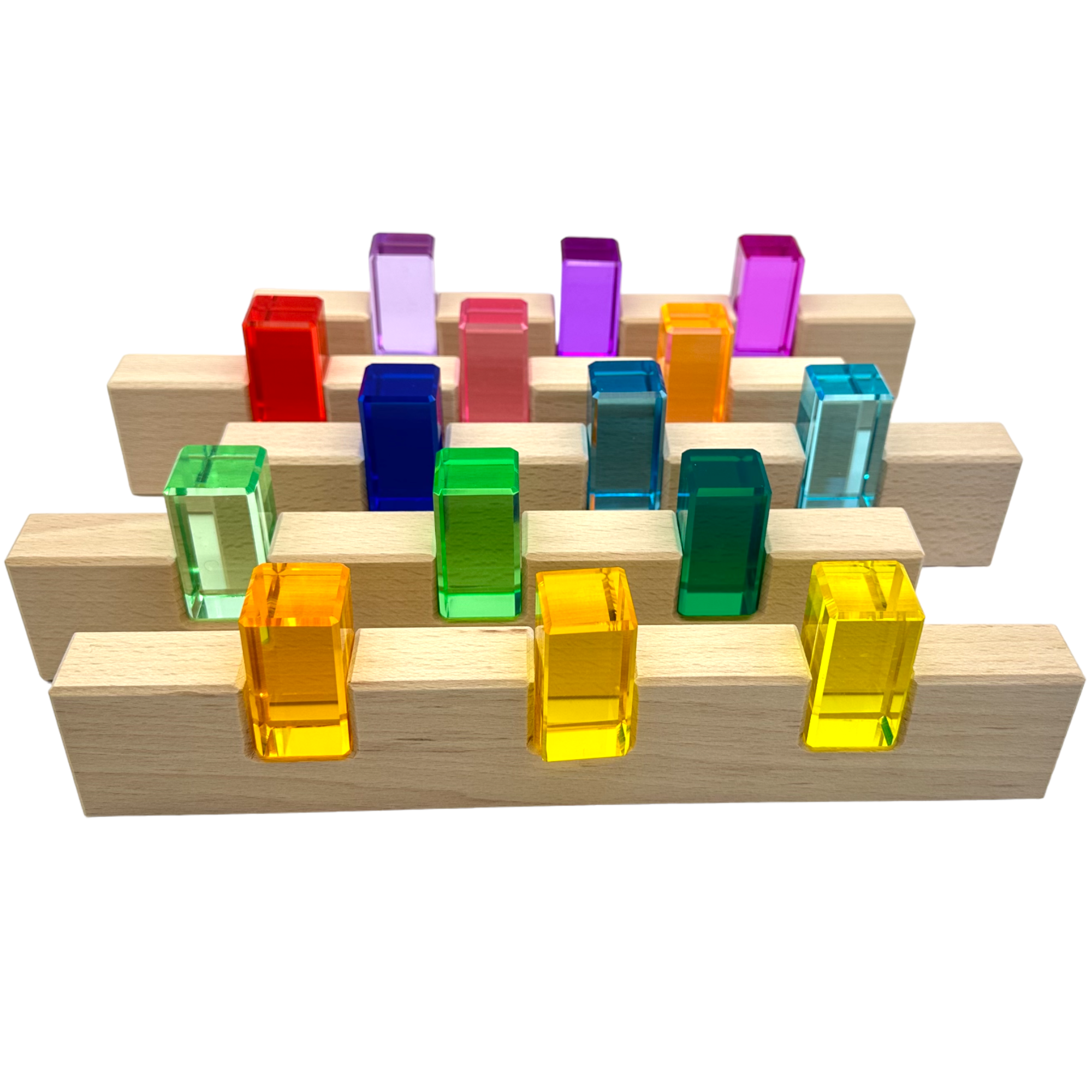 64-Piece Rainbow Crystal Stones & Interlocking Slats Building Set with Storage Tray
