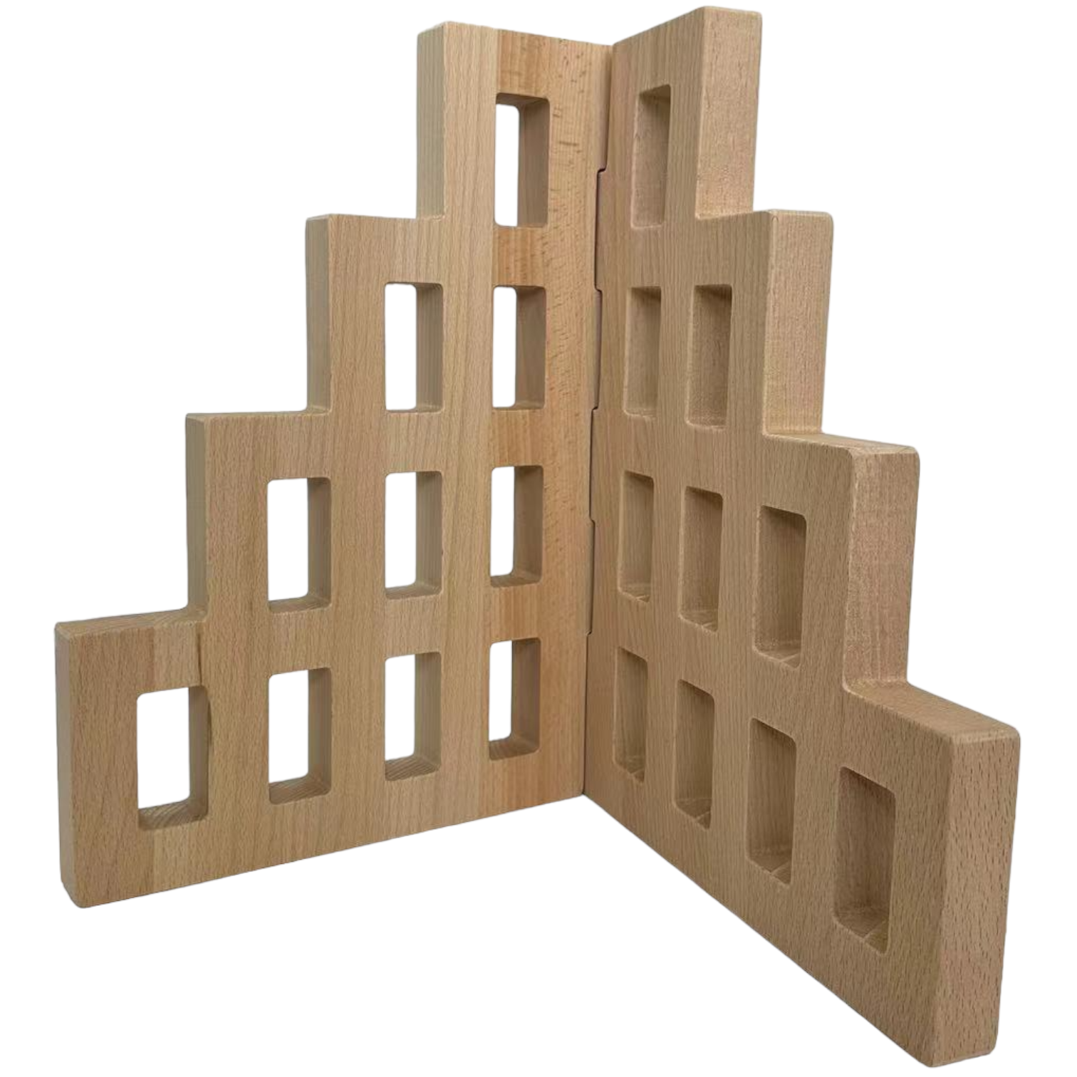2-Piece Wooden Skyline Window Building Set – City Silhouette Blocks (Set Only)