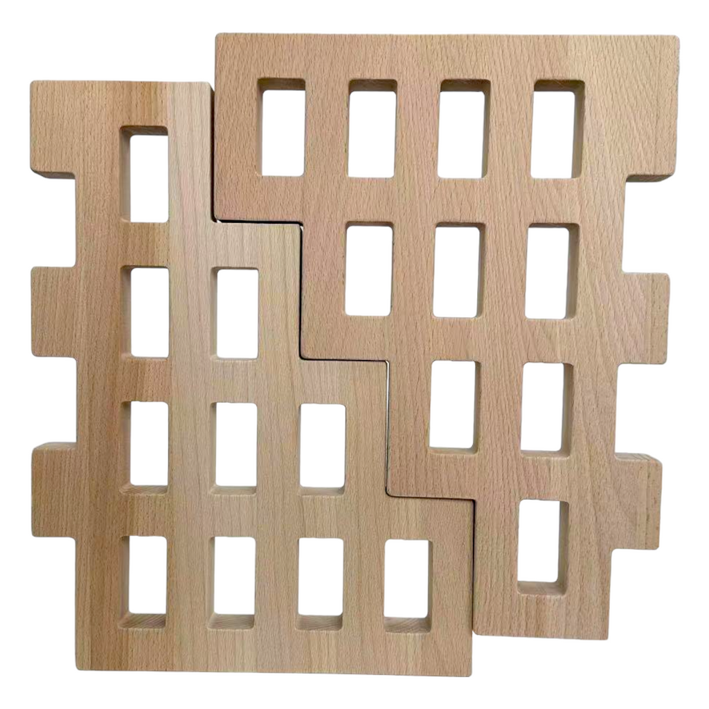 2-Piece Wooden Skyline Window Building Set – City Silhouette Blocks (Set Only)
