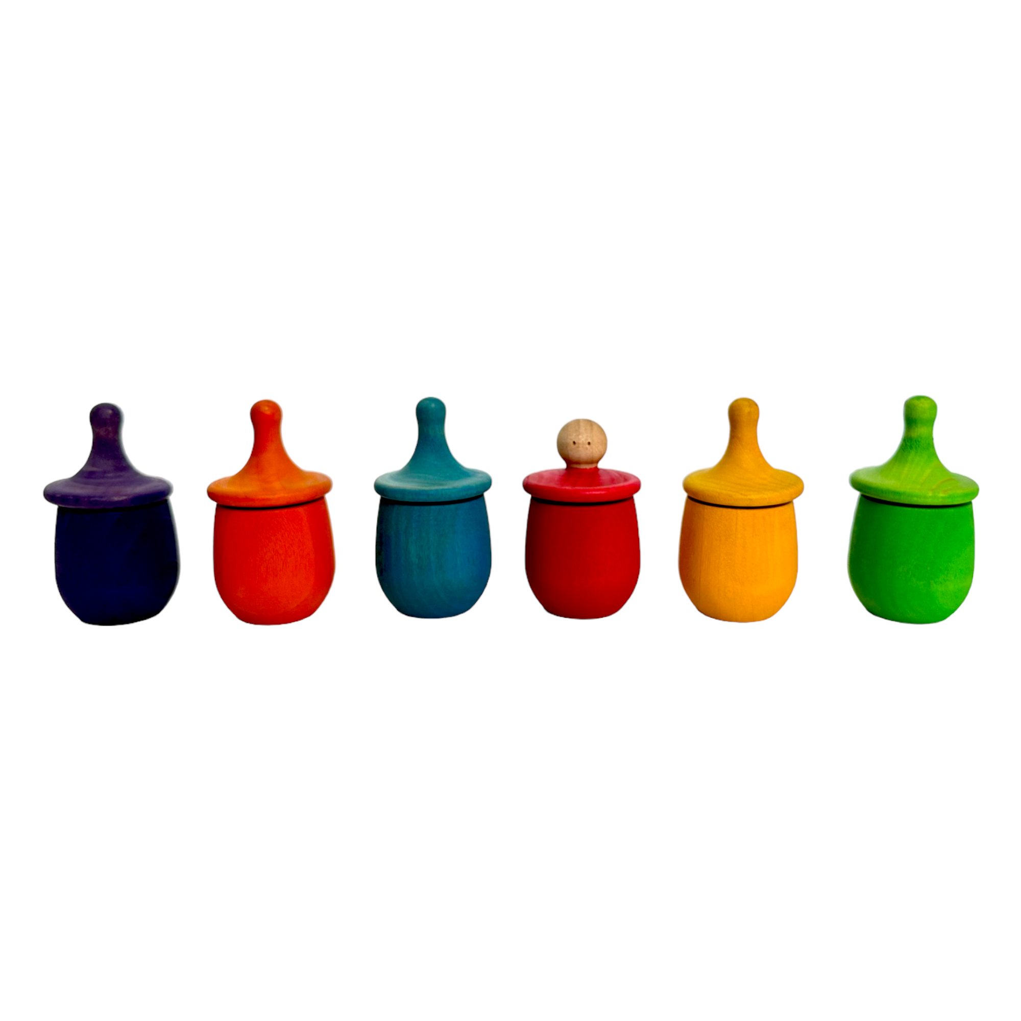 Set of 6 Stained Little Things Wooden Treasure Boxes – Primary Rainbow Colors