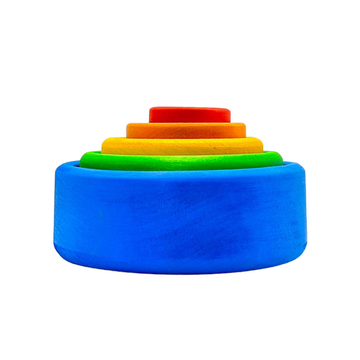 5-Piece Stained Wooden Stacking & Nesting Bowl Set – Blue Sunset