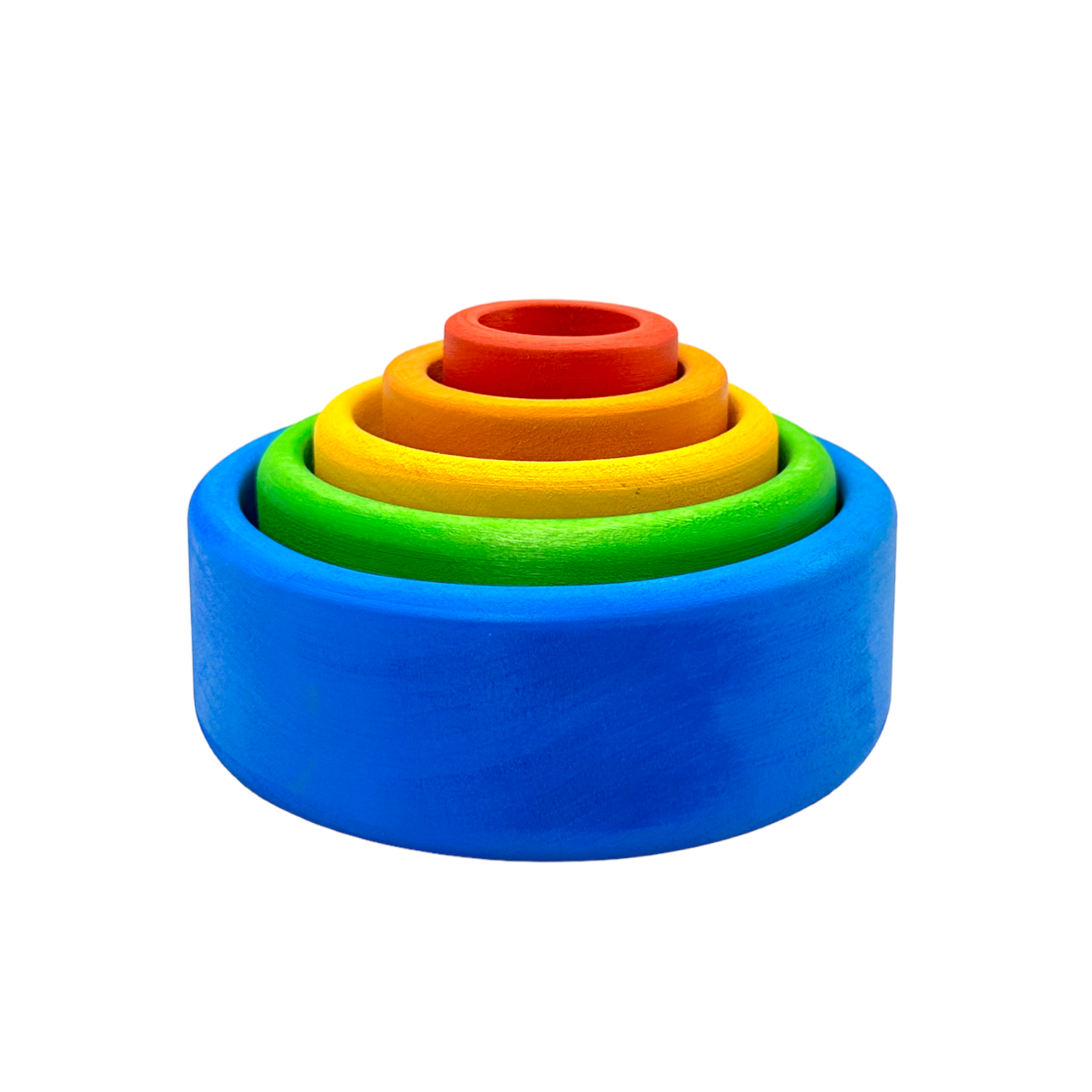 5-Piece Stained Wooden Stacking & Nesting Bowl Set – Blue Sunset