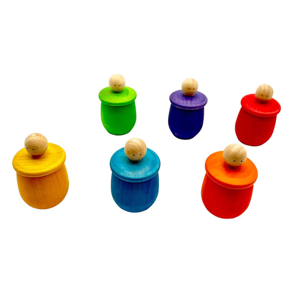 Set of 6 Stained Little Things Wooden Treasure Boxes – Primary Rainbow Colors