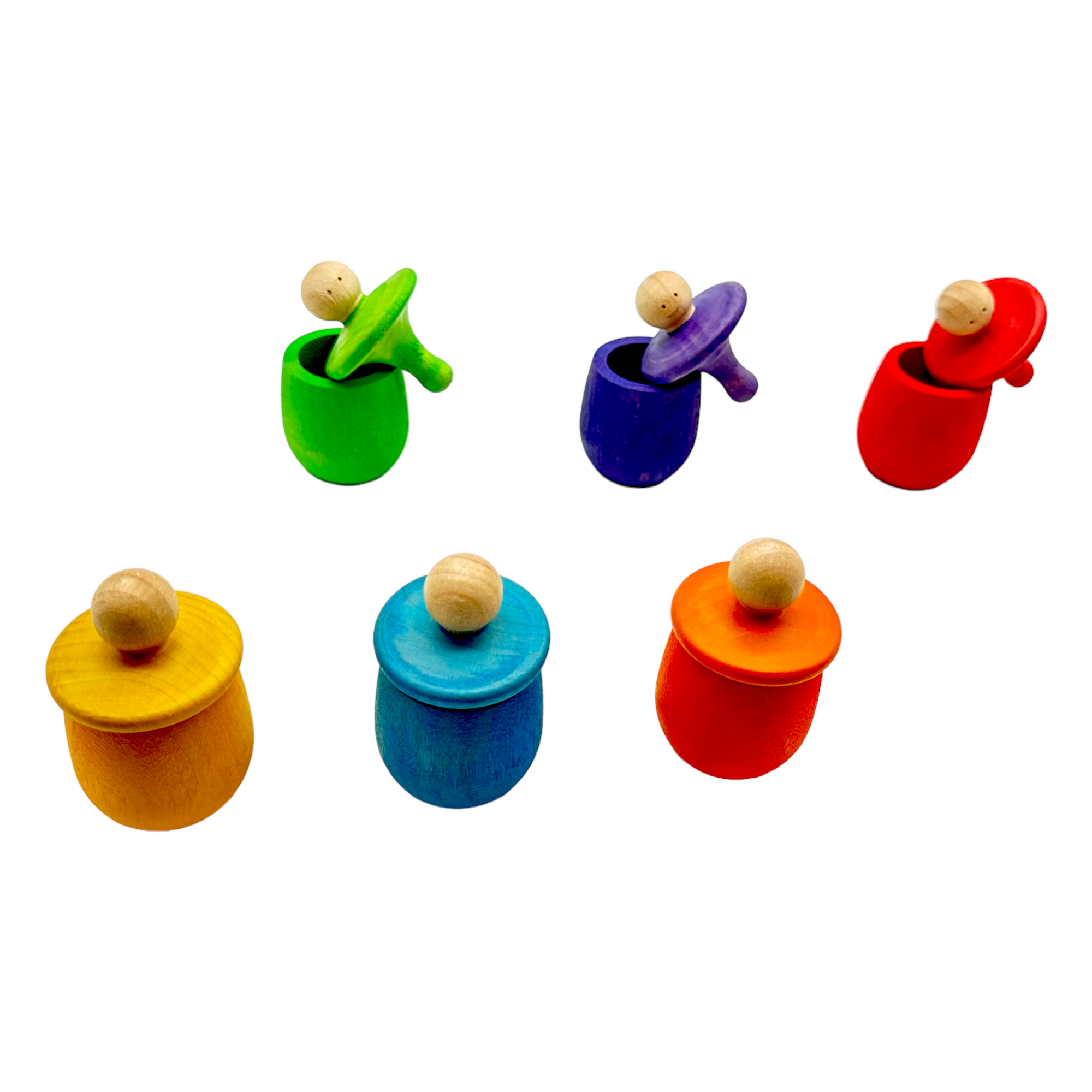 Set of 6 Stained Little Things Wooden Treasure Boxes – Primary Rainbow Colors