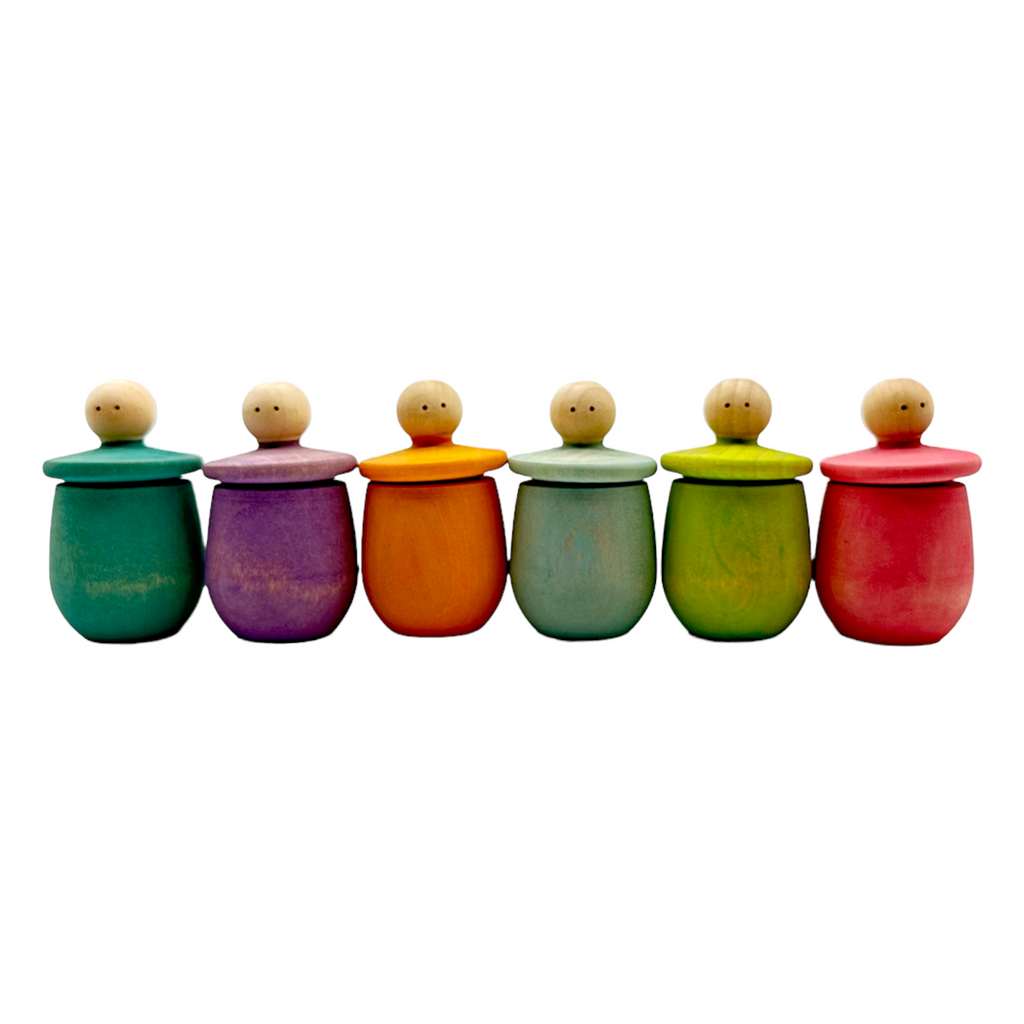 Set of 6 Stained Little Things Wooden Treasure Boxes – Pastel / Macaron Colors