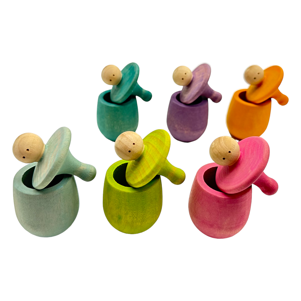 Set of 6 Stained Little Things Wooden Treasure Boxes – Pastel / Macaron Colors