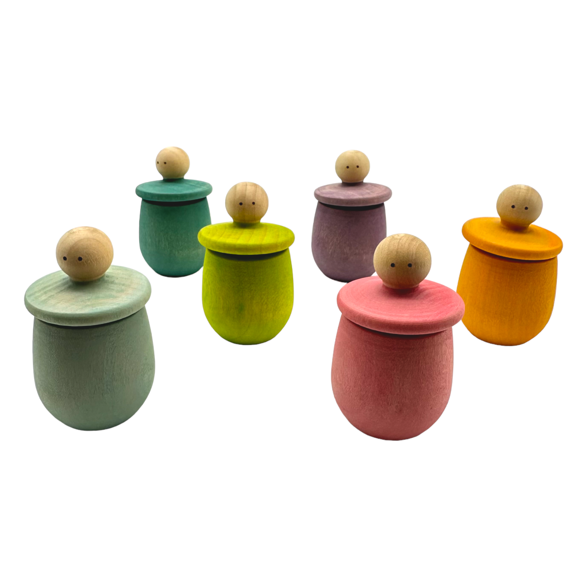 Set of 6 Stained Little Things Wooden Treasure Boxes – Pastel / Macaron Colors