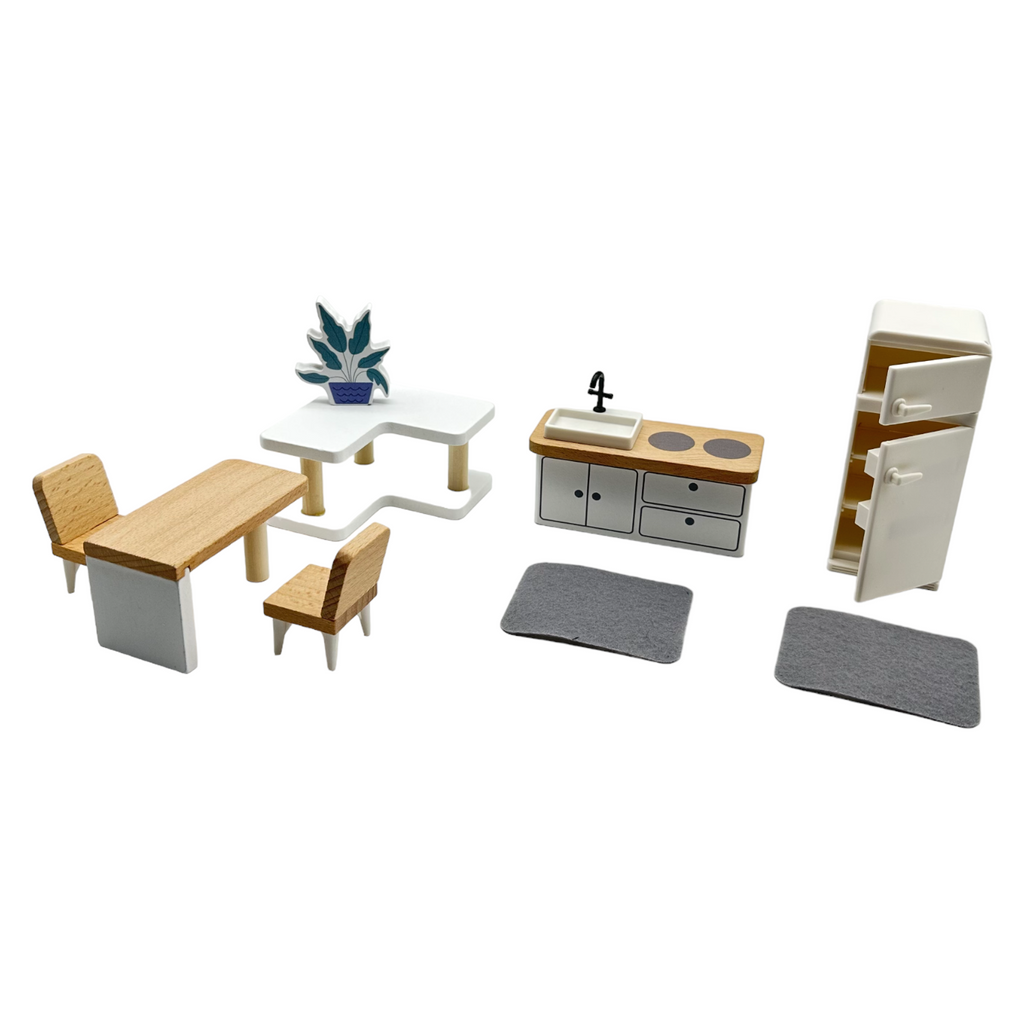 Wooden Dollhouse Furniture Toy Pretend Play Set