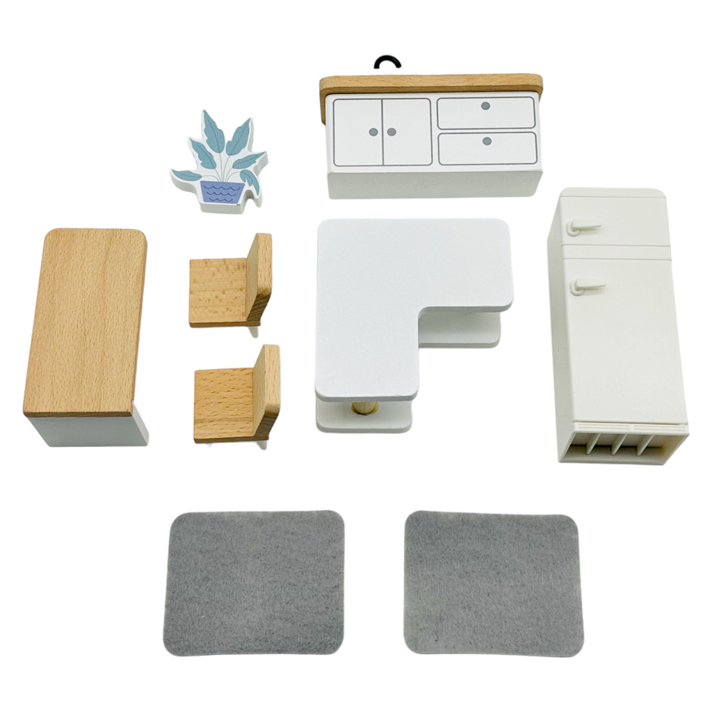 Wooden Dollhouse Furniture Toy Pretend Play Set