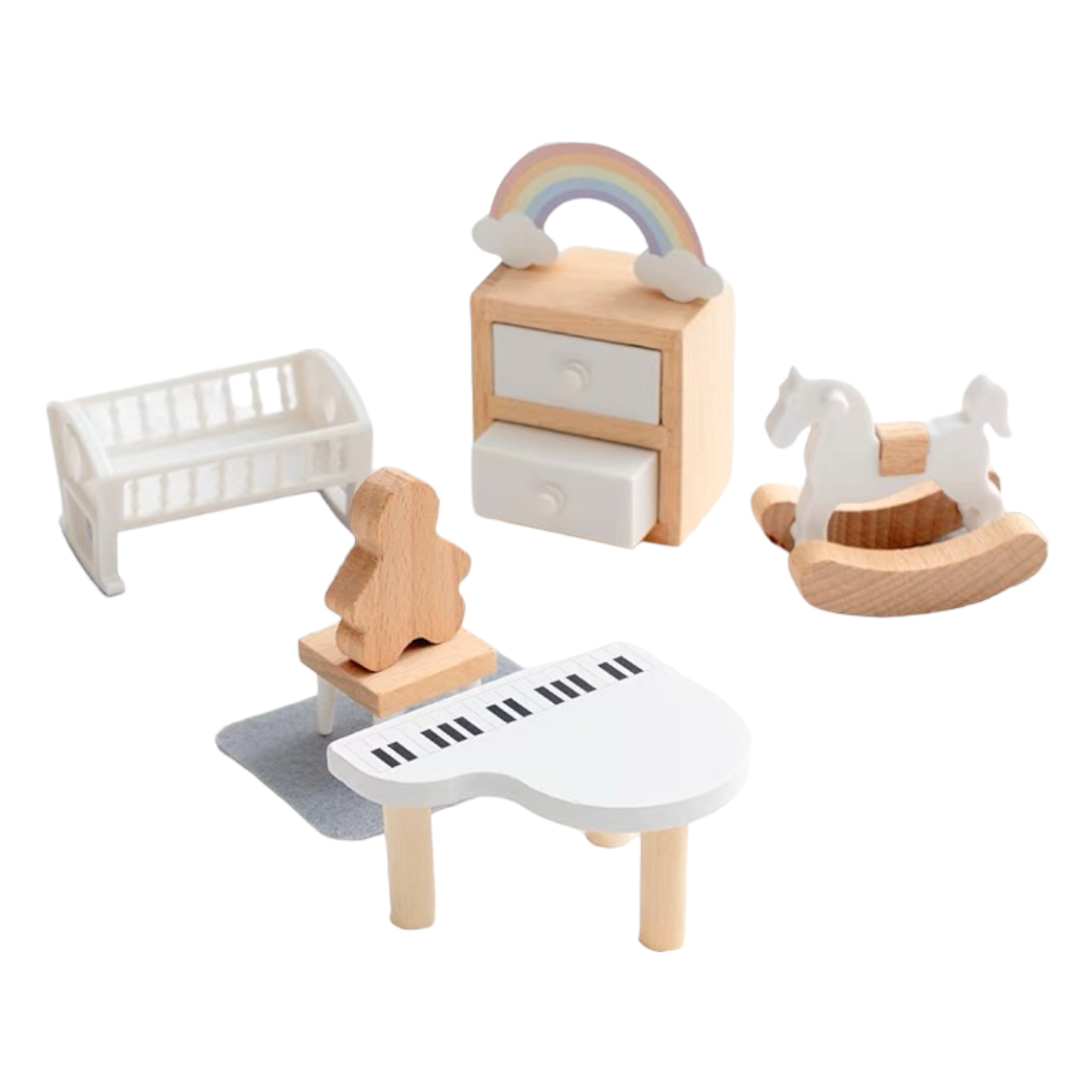 Wooden Dollhouse Furniture Toy Pretend Play Set